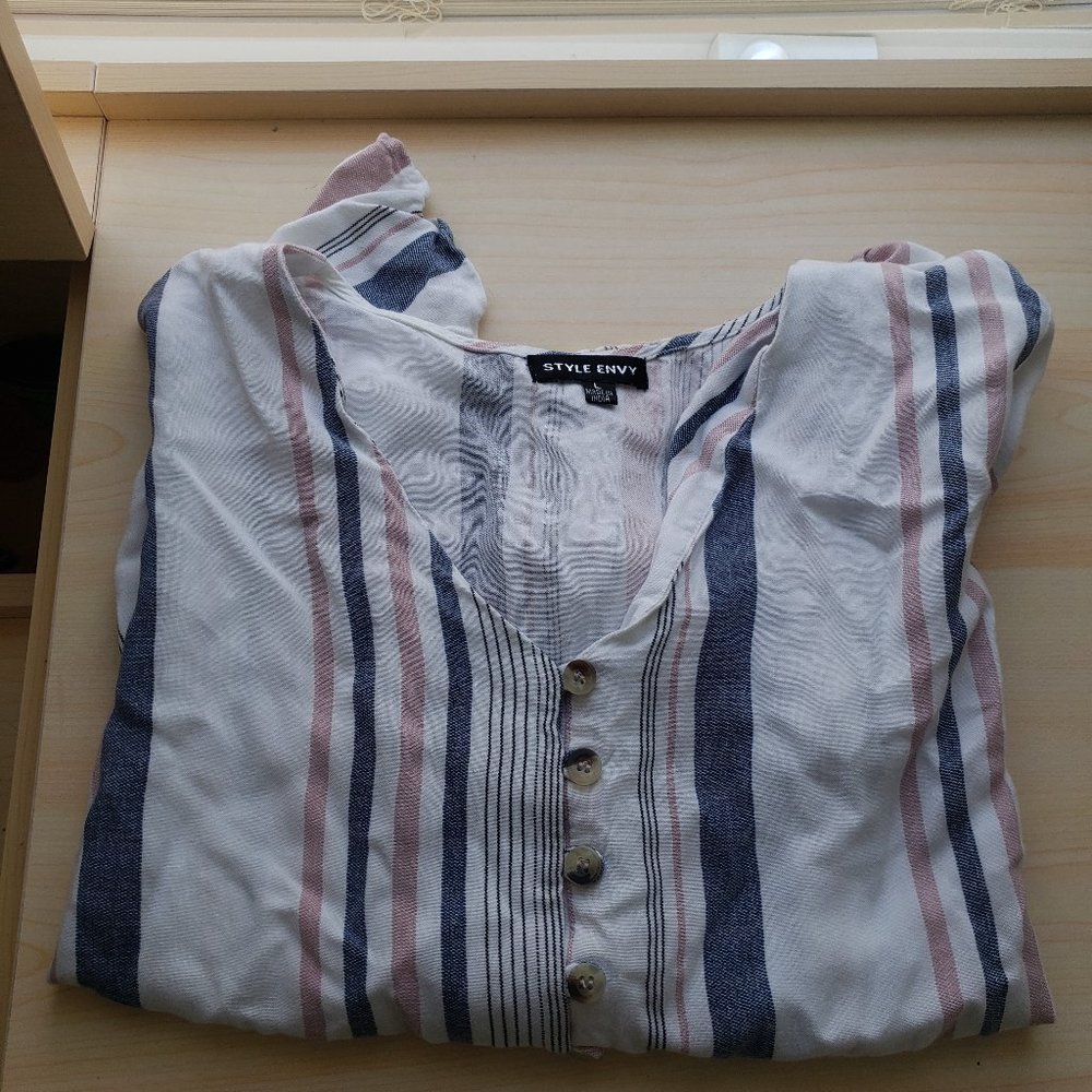 Beachy Striped Tie Front Shirt